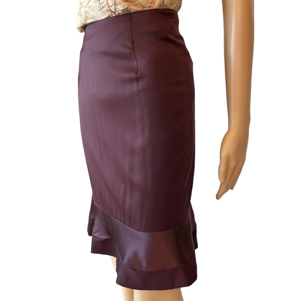 Liliu Burgundy Silk Trim Skirt Size 6 - Picture 4 of 7